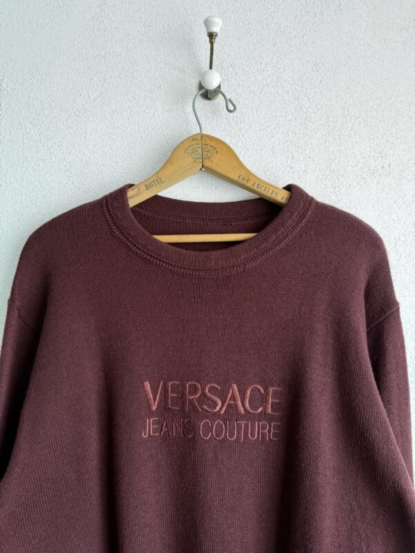 1990s Versace Jeans Couture Wine Knitted Sweater