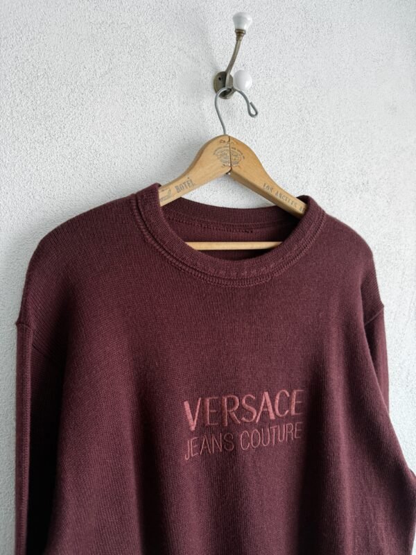 1990s Versace Jeans Couture Wine Knitted Sweater