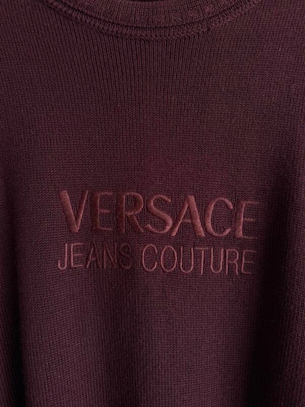 1990s Versace Jeans Couture Wine Knitted Sweater